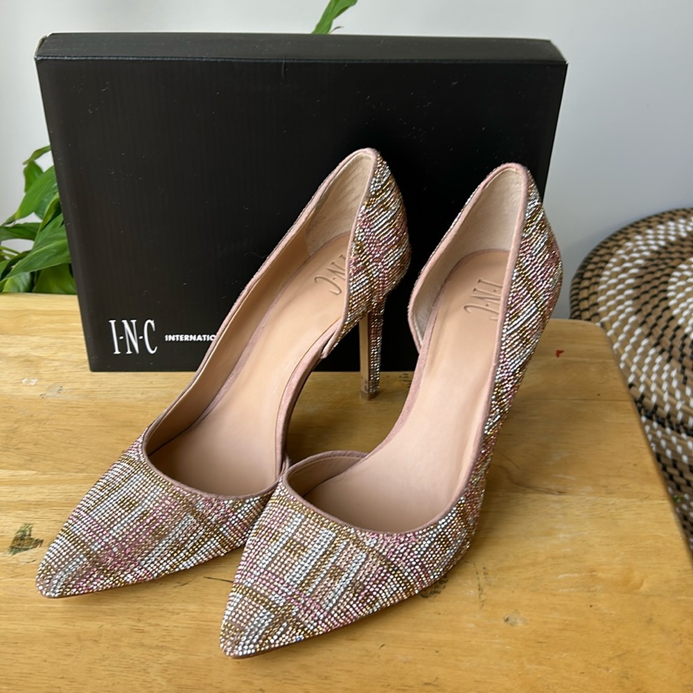 I.N.C Kenjay56 Pink Plaid High Heels, Size 10, Used - Great Condition